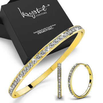 Boxed Bangle and Earrings Set Embellished with Swarovski® Crystals