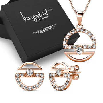 Boxed Modern Sphere Rose Gold Set Embellished with Swarovski® Crystals - Brilliant Co