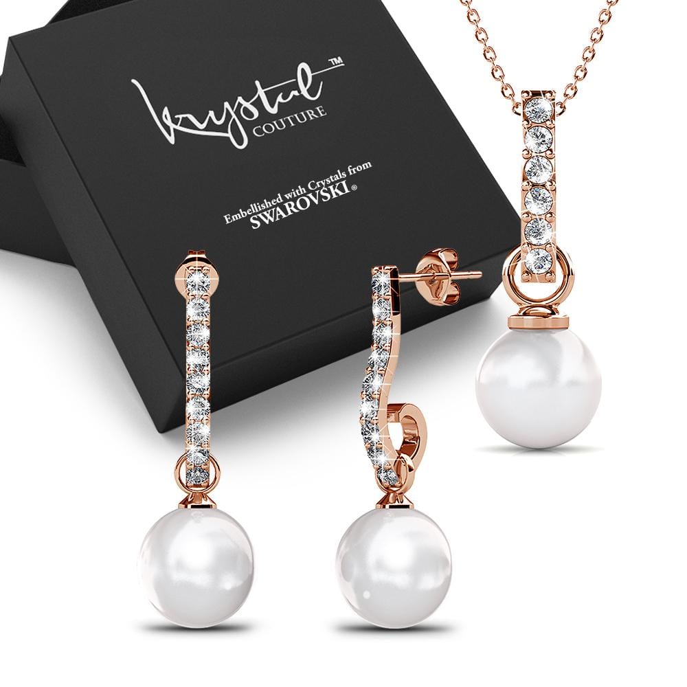 Boxed Luminous Pearl Rose Gold Set Embellished with SWAROVSKI® Crystal