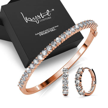 Boxed Grandeur Bangle & Pretty Looks Hoop Earrings Embellished with Swarovski® Crystals Set