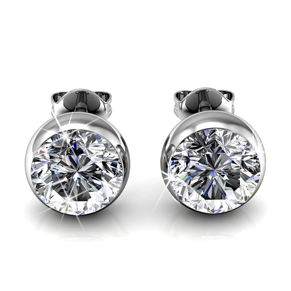 Boxed Inspiring Tree of Life Adjustable Bangle & Opulence Earrings in White Gold Embellished With Swarovski® Crystals Set