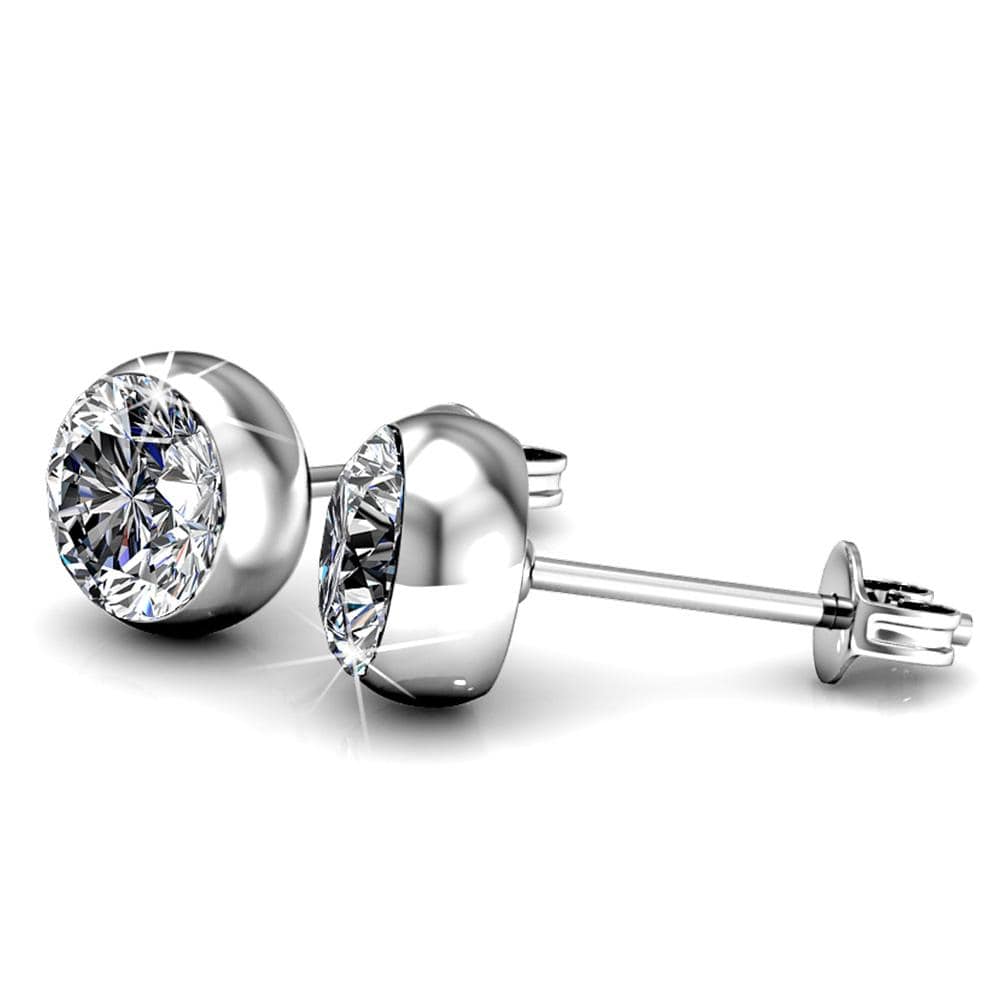 Boxed Inspiring Tree of Life Adjustable Bangle & Opulence Earrings in White Gold Embellished With Swarovski® Crystals Set