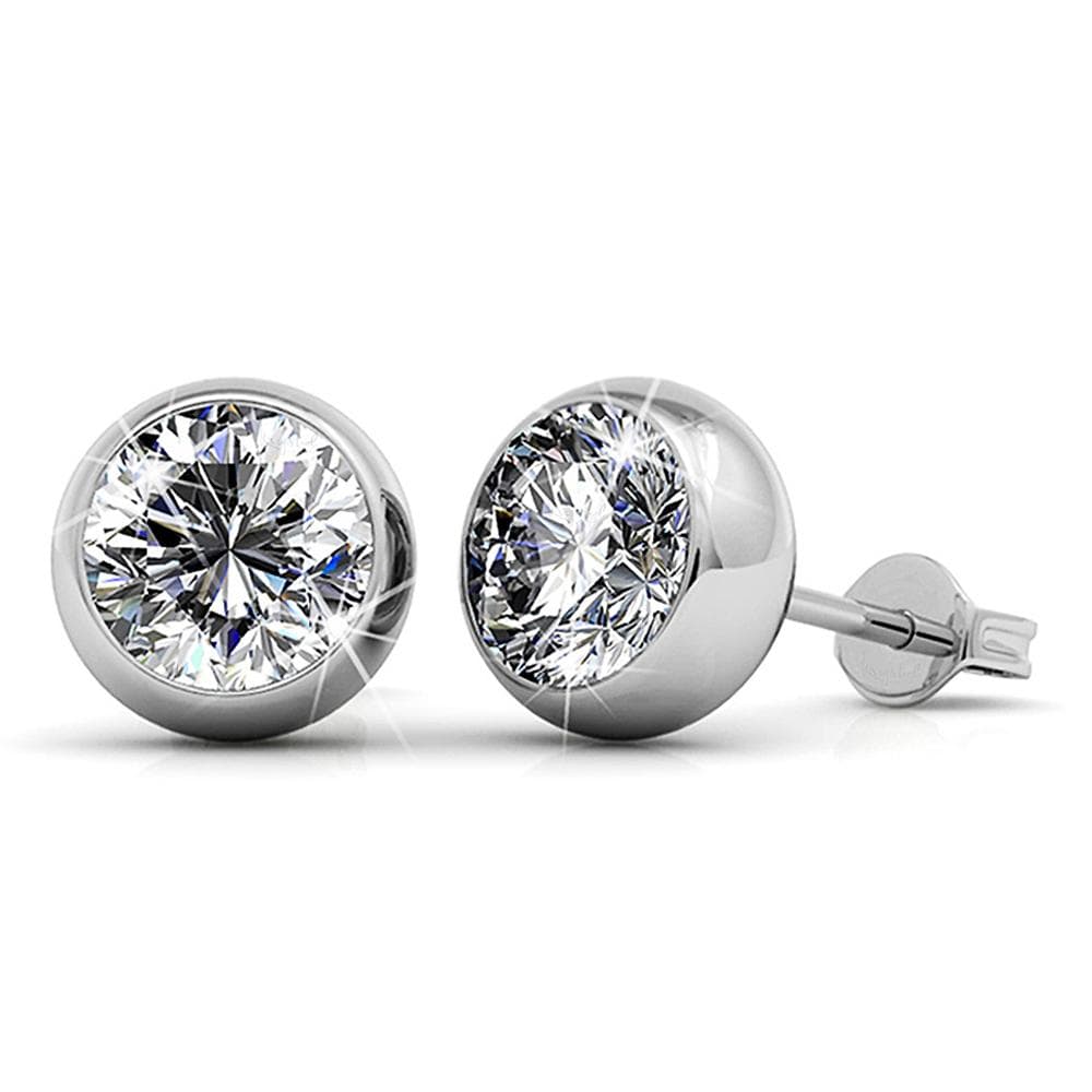 Boxed Inspiring Tree of Life Adjustable Bangle & Opulence Earrings in White Gold Embellished With Swarovski® Crystals Set