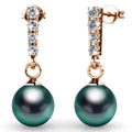 Boxed 2 Pairs Lustrous Earrings Set Embellished with Swarovski® Crystal Iridescent Tahitian Look Pearls in Rose Gold - Brilliant Co