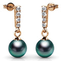 Boxed 2 Pairs Lustrous Earrings Set Embellished with Swarovski® Crystal Iridescent Tahitian Look Pearls in Rose Gold - Brilliant Co