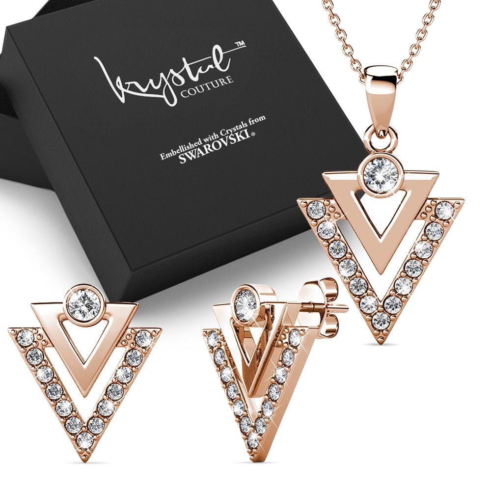 Swarovski Delta Rose Gold Boxed Trilateral Set Embellished With