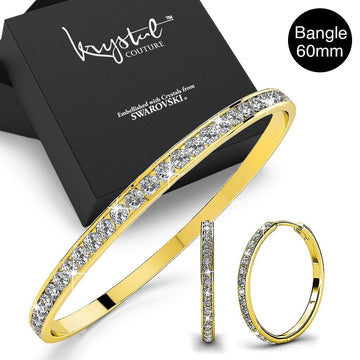 Boxed Bangle and Earrings Set Embellished with Swarovski® Crystals