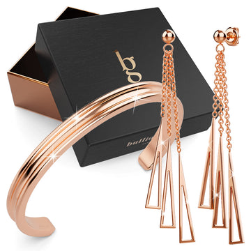 Boxed Make it Gold Earrings Bangle Set in Rose Gold