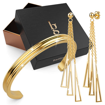 Boxed Make it Gold Earrings and Bangle Set