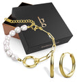 Boxed Freshwater Baroque Pearl Bracelet & Hoop Earring 16mm Set