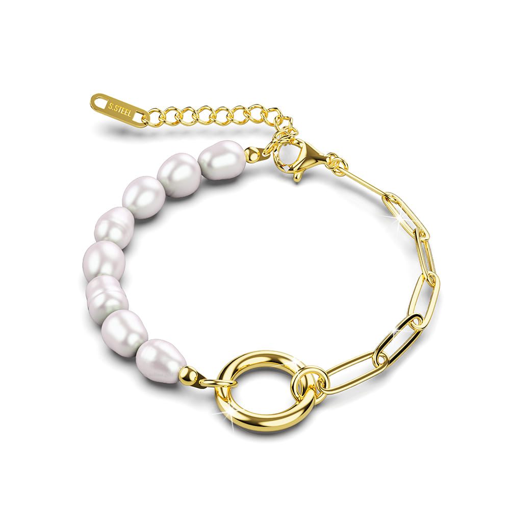 Boxed Freshwater Baroque Pearl Bracelet & Hoop Earring 16mm Set