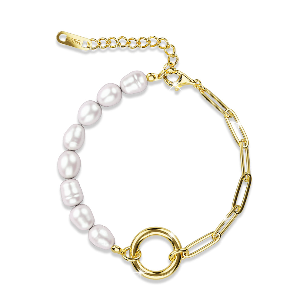 Boxed Freshwater Baroque Pearl Bracelet & Hoop Earring 16mm Set