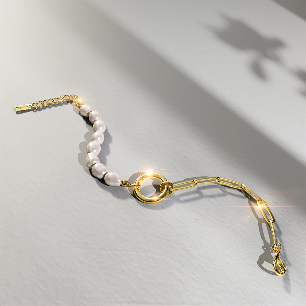 Boxed Freshwater Baroque Pearl Bracelet & Hoop Earring 16mm Set