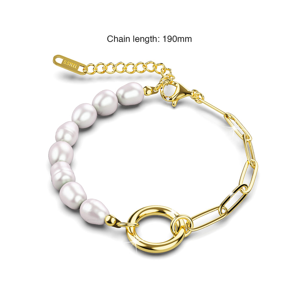 Boxed Freshwater Baroque Pearl Bracelet & Hoop Earring 16mm Set