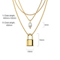 Boxed Dainty Lock Earrings and Pearl Necklace Set in Gold