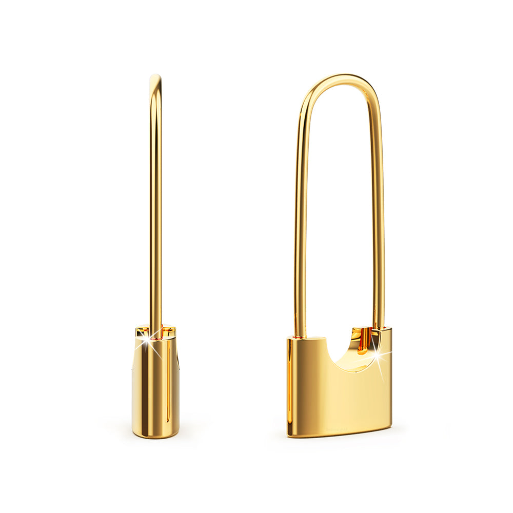 Boxed Dainty Lock Earrings and Pearl Necklace Set in Gold
