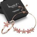 Boxed Petalia Pink Ring and Bracelet Featured Swarovski® Crystals in Rose Gold