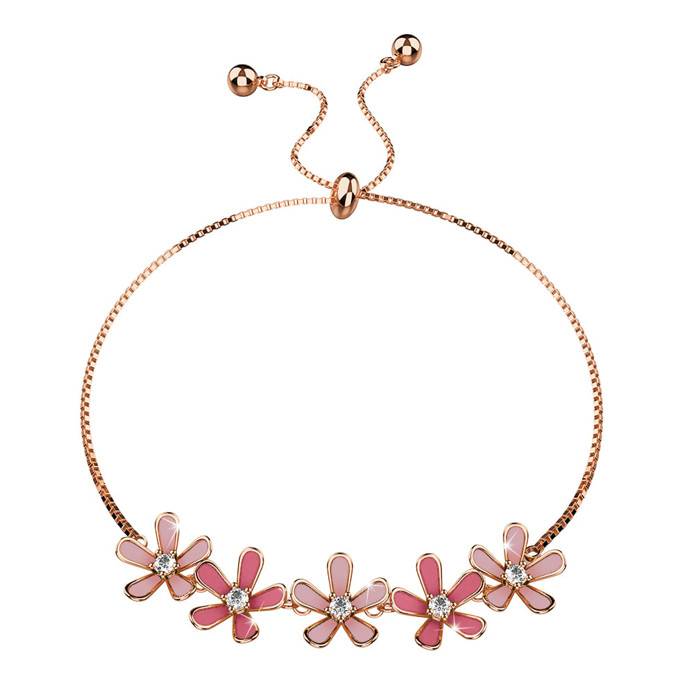 Boxed Petalia Pink Ring and Bracelet Featured Swarovski® Crystals in Rose Gold