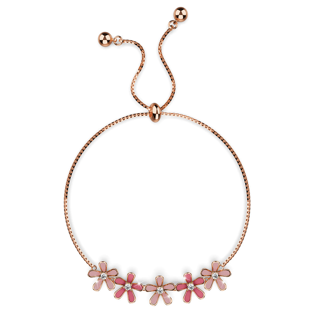 Boxed Petalia Pink Ring and Bracelet Featured Swarovski® Crystals in Rose Gold