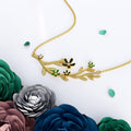 Boxed Petalia Olive Green Jewellery Set Embellished with Swarovski® Crystals in Gold