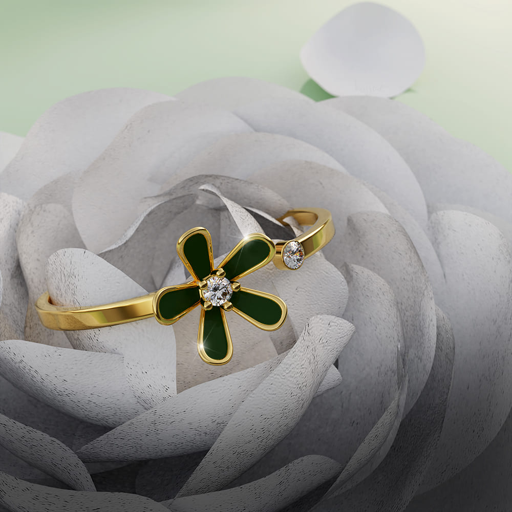 Boxed Petalia Olive Green Jewellery Set Embellished with Swarovski® Crystals in Gold
