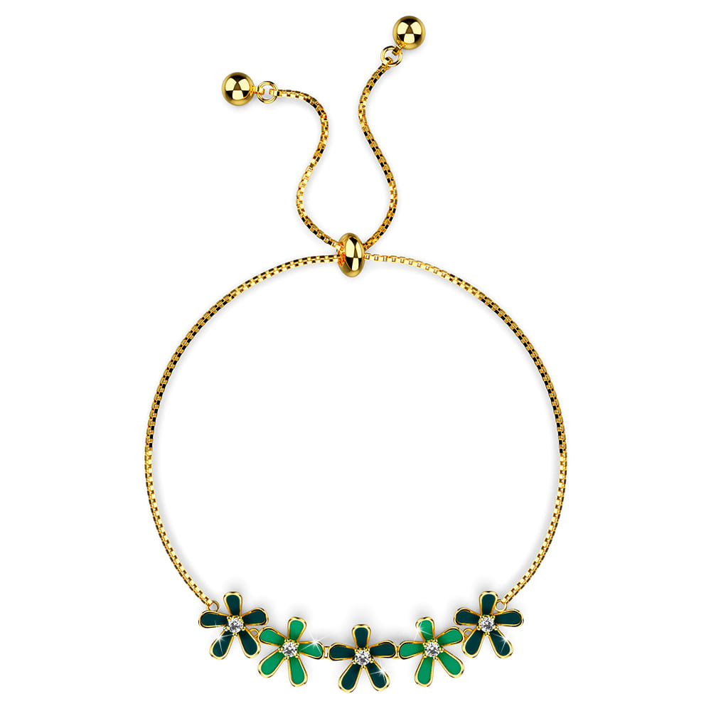 Boxed Petalia Olive Green Jewellery Set Embellished with Swarovski® Crystals in Gold