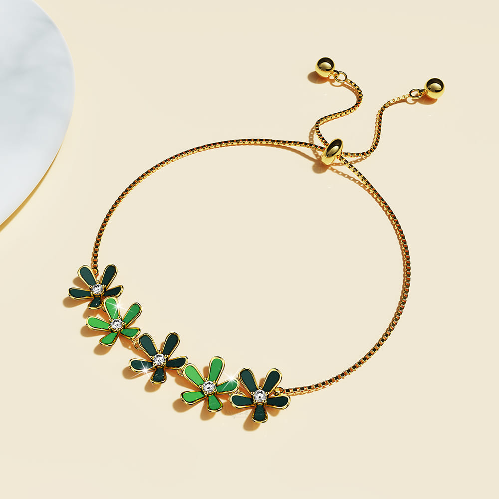 Boxed Petalia Olive Green Jewellery Set Embellished with Swarovski® Crystals in Gold
