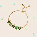 Boxed Petalia Olive Green Jewellery Set Embellished with Swarovski® Crystals in Gold