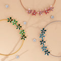 Boxed Petalia Olive Green Jewellery Set Embellished with Swarovski® Crystals in Gold