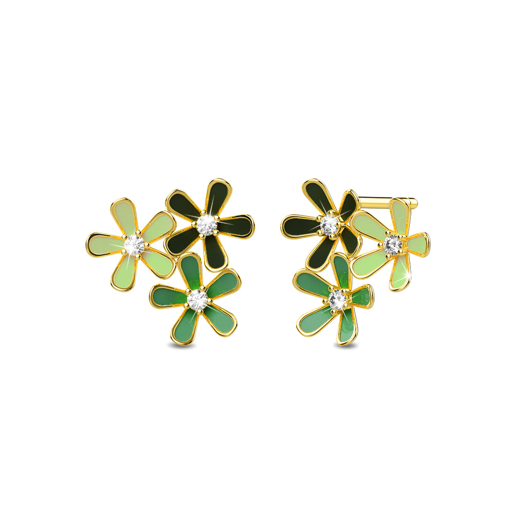 Boxed Petalia Olive Green Jewellery Set Embellished with Swarovski® Crystals in Gold