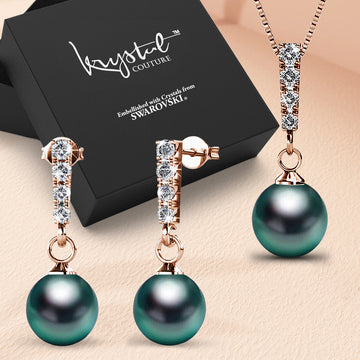 Boxed Lustrous in Rose Gold Embellished with SWAROVSKI® Iridescent Tahitian Look Pearls Set