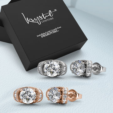 Boxed Set Of Tiara Earrings Embellished with SWAROVSKI® Crystals