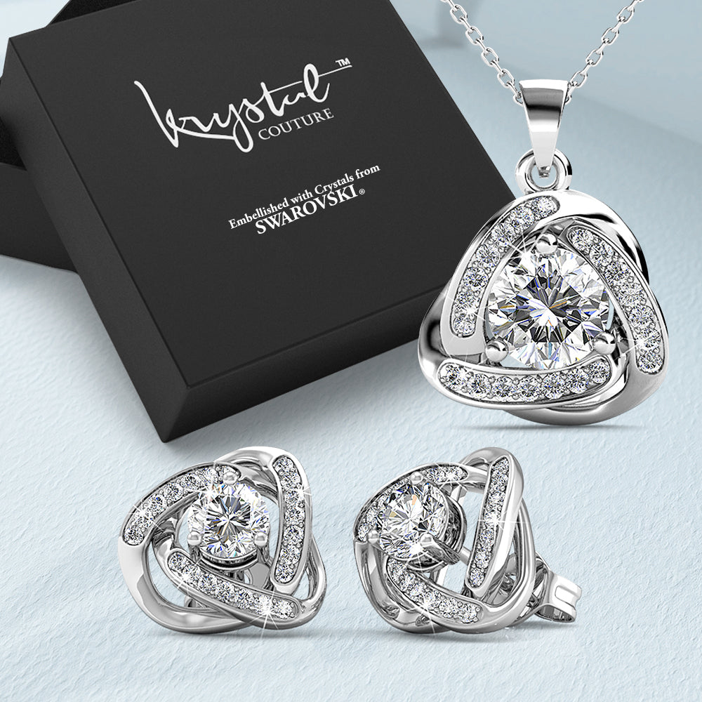 Boxed Celtic Knot Necklace And Earrings Set Embellished with SWAROVSKI