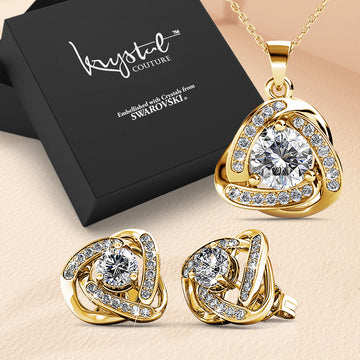 Boxed Celtic Knot Necklace And Earrings Set Embellished with SWAROVSKI® Crystals