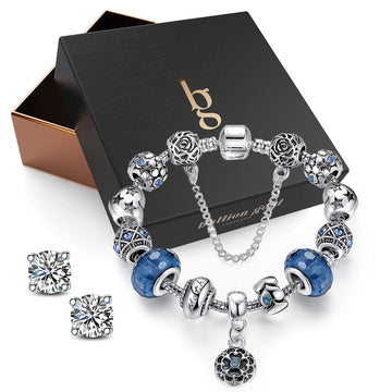 Boxed Pandora Inspired Full Set Beaded Charm Bracelet