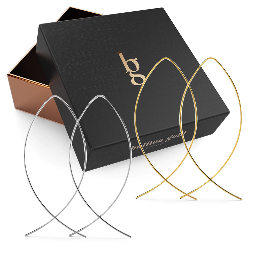 Boxed 2 Pairs of Fish Hoop Earrings in Silver & Gold Plated - Brilliant Co