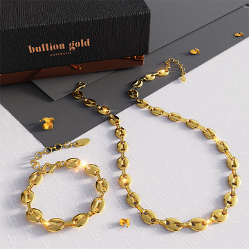 Boxed Interlock Anchor Necklace and Bracelet Set