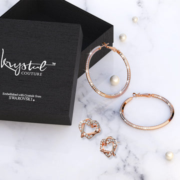 Boxed Endless Crystals 2 Pc Earrings Set Embellished with SWAROVSKI® Crystals In Rose Gold