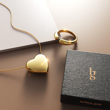 Boxed Infinite Love Jasper Ring and Heart Necklace Set In Gold