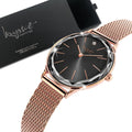 Krystal Couture Geometric Mineral Glass Feat Swarovski¨ Crystal Watch Rose Gold Black - Brilliant Co