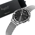 Krystal Couture Geometric Mineral Glass Feat Swarovski® Crystal Watch White Gold Black - Brilliant Co