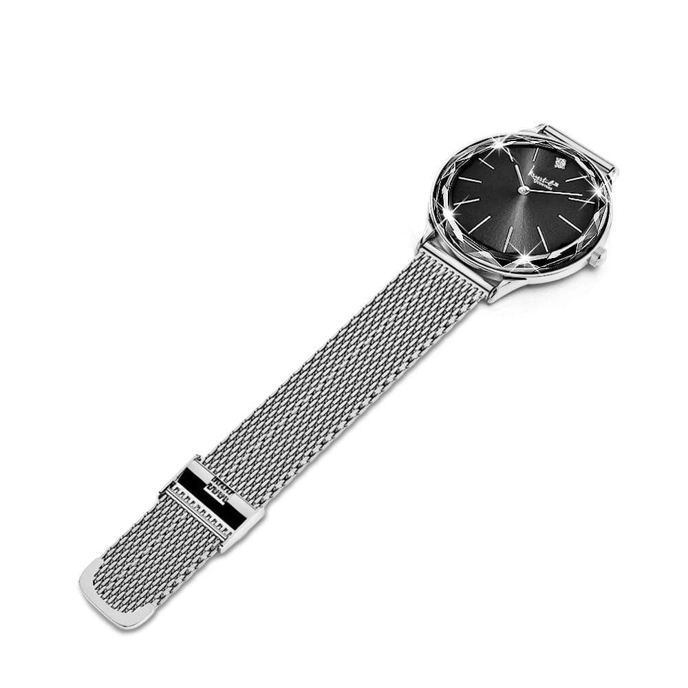 Krystal Couture Geometric Mineral Glass Feat Swarovski® Crystal Watch White Gold Black - Brilliant Co