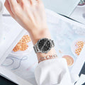 Krystal Couture Geometric Mineral Glass Feat Swarovski® Crystal Watch White Gold Black - Brilliant Co