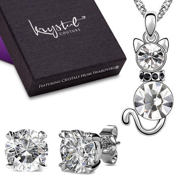 Boxed Necklace and Earrings Set Embellished with Swarovski crystals - Brilliant Co