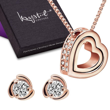 Boxed Necklace and Earrings Set Embellished with Swarovski crystals - Brilliant Co
