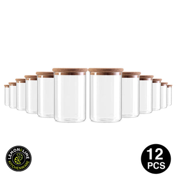 Lemon & Lime 1L STOCKHOLM GLASS CANISTER CORK LID 12PCS