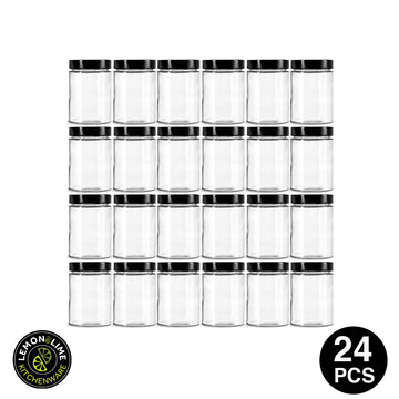 Lemon & Lime 570ML SOHO GLASS PRESERVE JAR WITH BLACK LID 24PCS