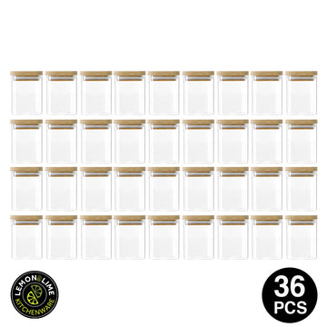 Lemon & Lime 200ML CAMDEN SQUARE GLASS JAR BAMBOO LID 36PCS