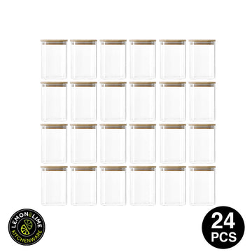 Lemon & Lime 1.1L CAMDEN SQUARE GLASS JAR BAMBOO LID 24PCS