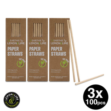 Lemon & Lime ECO PAPER STRAWS 20CM NATURAL 300PC IN PDQ